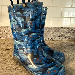 Western Chief Blue Shark Pattern Rain Boots